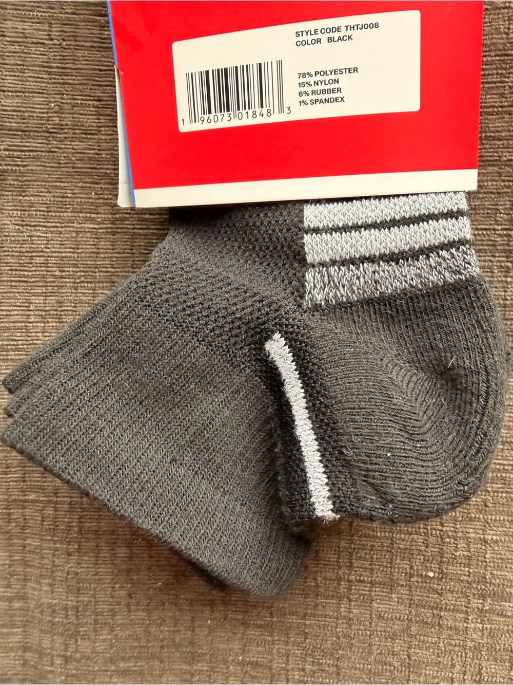 Running by THORLO Mens 3 Pack Black Logo Polyester Blend Ankle Socks Sz 7-12 NWT
